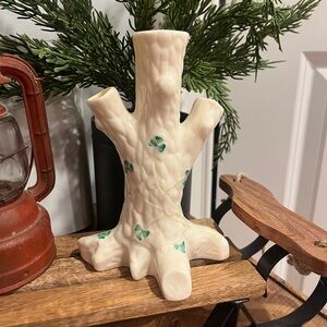 Belleek Shamrock Tree Trunk Vase
